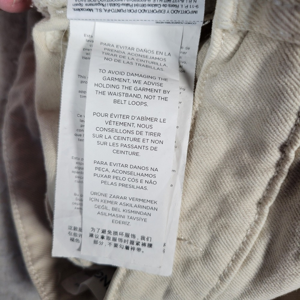 MNG‎ Fiona Flare Jeans Men Size 28 Cream Raw Hem Cotton Blend Mid Rise Denim - Picture 14 of 16